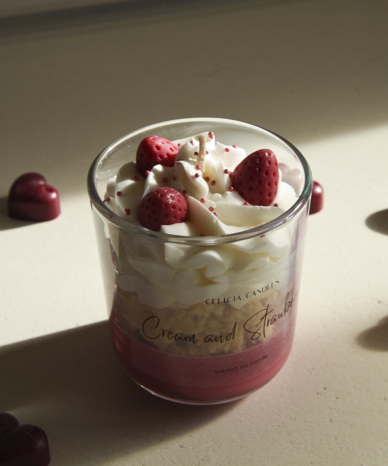 Cream and Strawberries Candle - Image 3